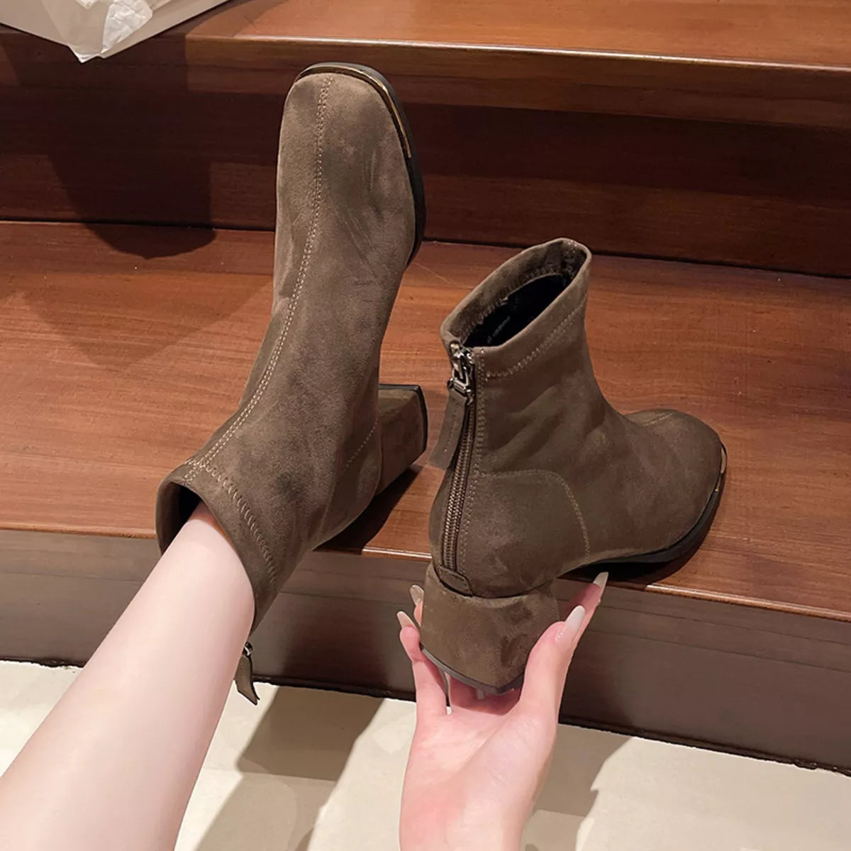 Square Toe Block Heels Boots — view 2