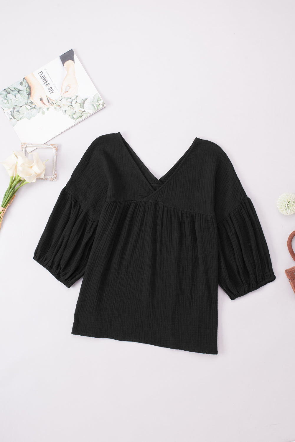 Dropped Shoulder V-Neck Blouse — view 17