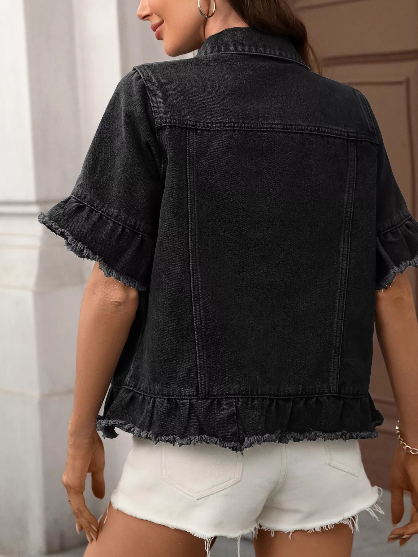 Raw Hem Denim Jacket — view 8