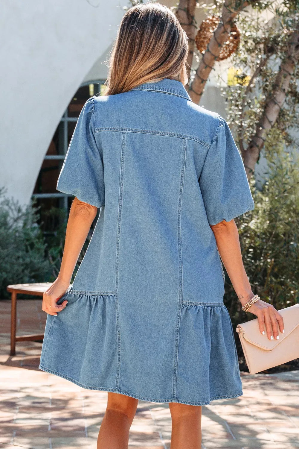 Puff Sleeve Ruffle Hem Dress — view 3