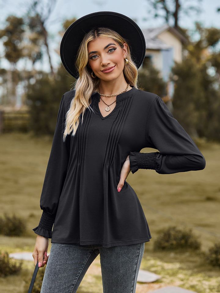 Notched Flounce Sleeve Blouse — view 11