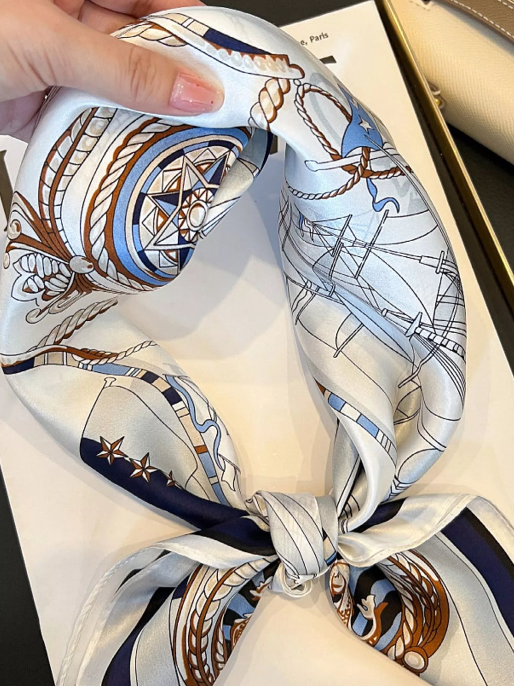 Nautical Silk Scarf — view 6