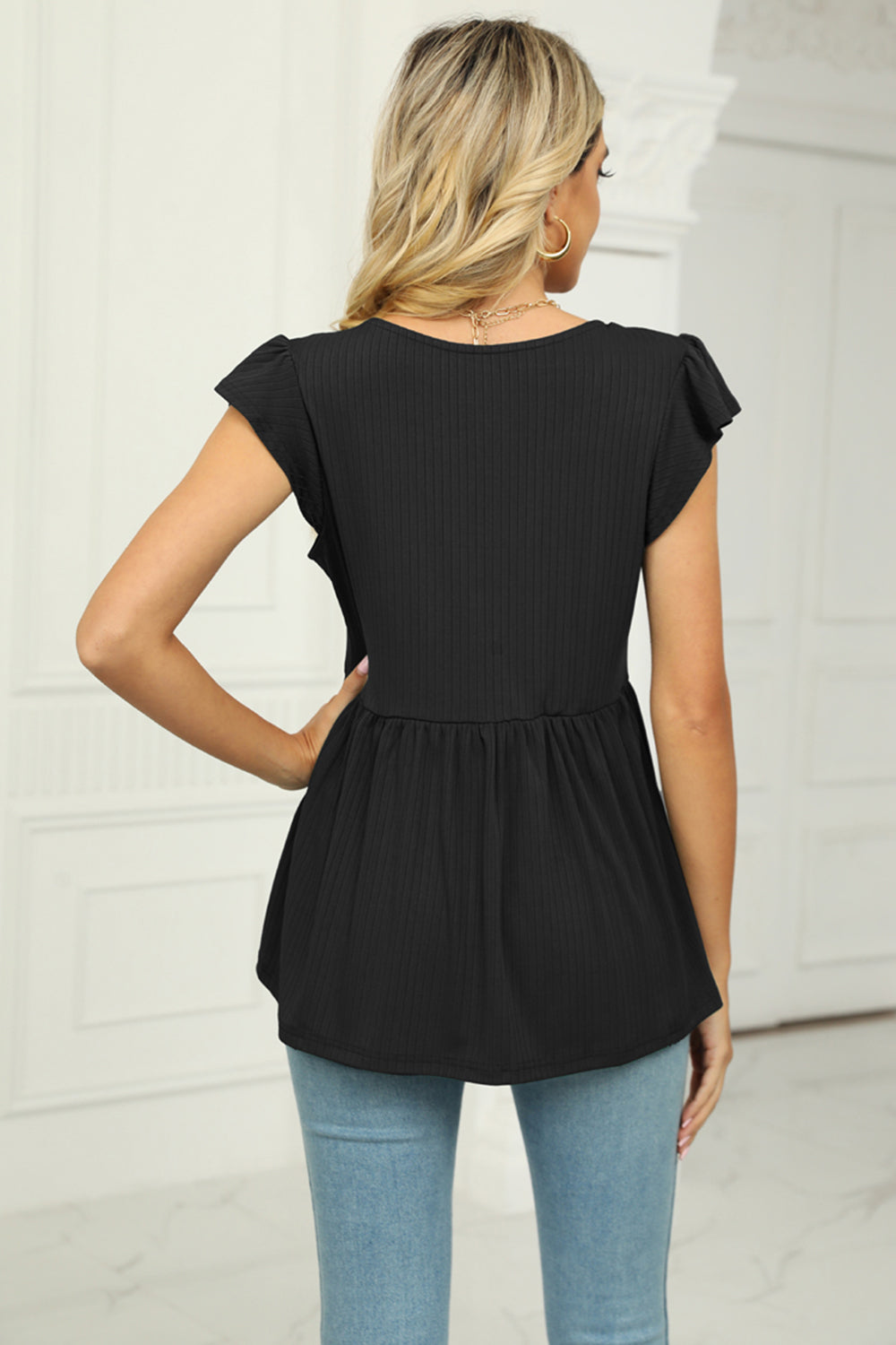 V-Neck Babydoll Blouse — view 9