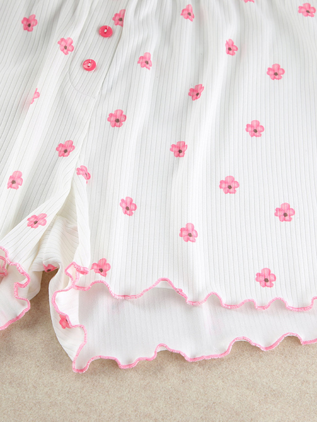 Floral Ribbed Top & Shorts Set — view 12