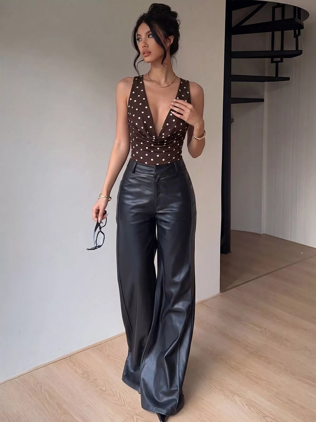 Polka Dot Cowl Bodysuit — view 5