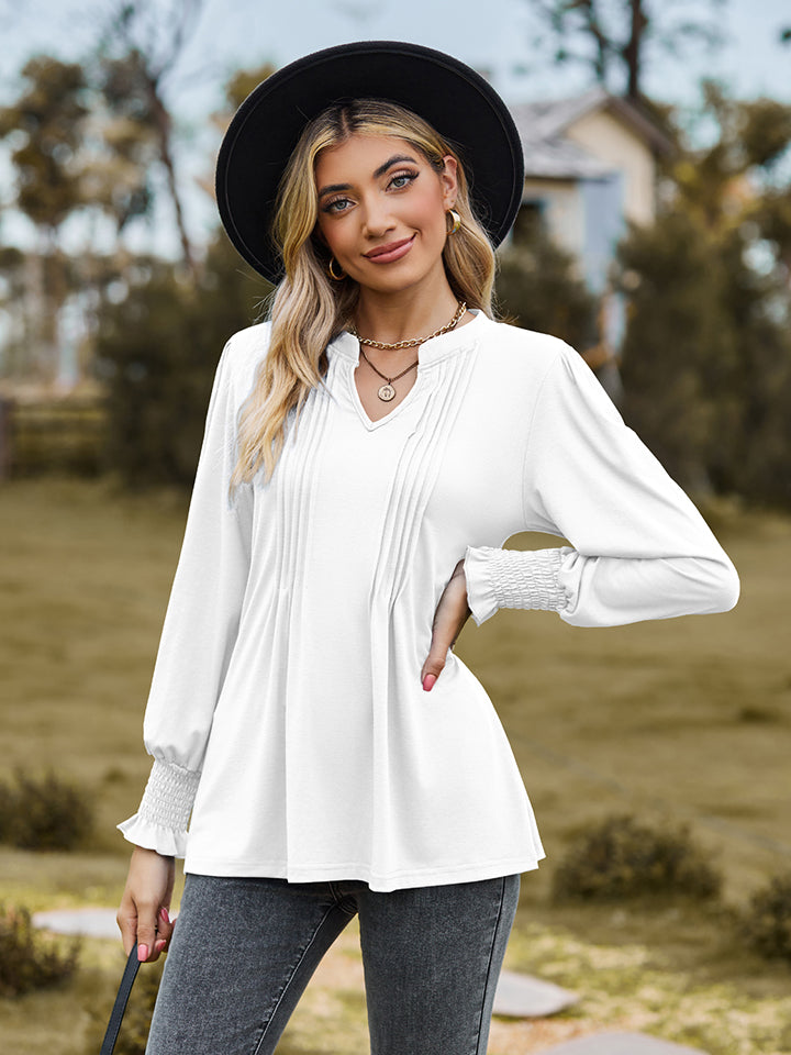 Notched Flounce Sleeve Blouse — view 5