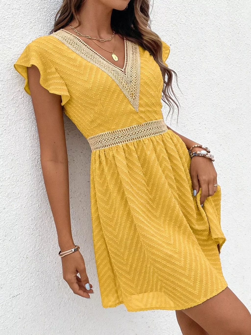 V-Neck Ruffle Mini Dress — view 14