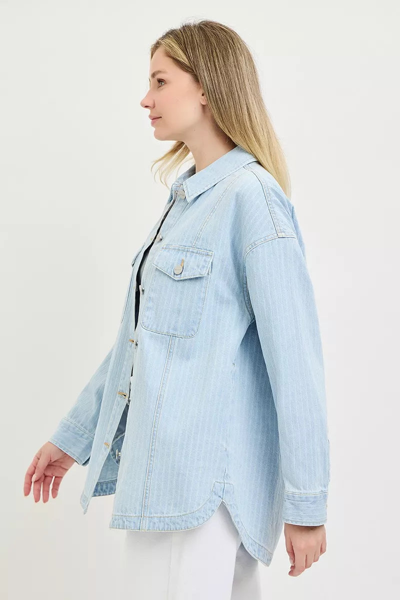 RISEN Stripe Denim Shaket — view 4