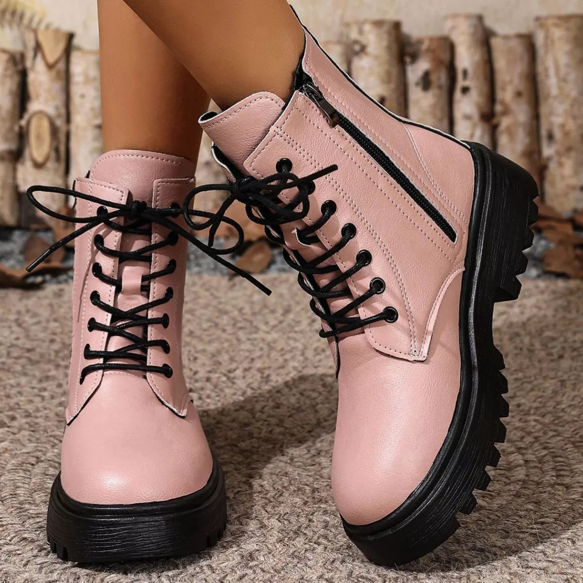 Round Toe Block Heels Boots — view 8
