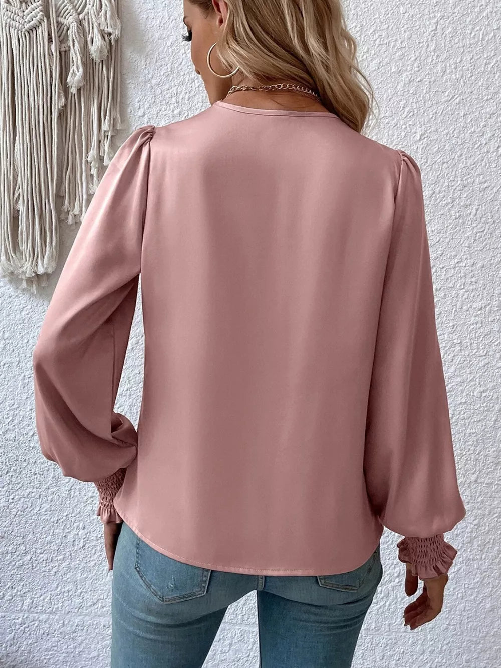 Surplice Lantern Sleeve Blouse — view 11