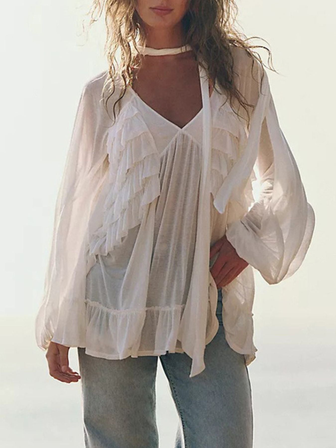 Sheer Ruffle Beach Cover-Up — view 4