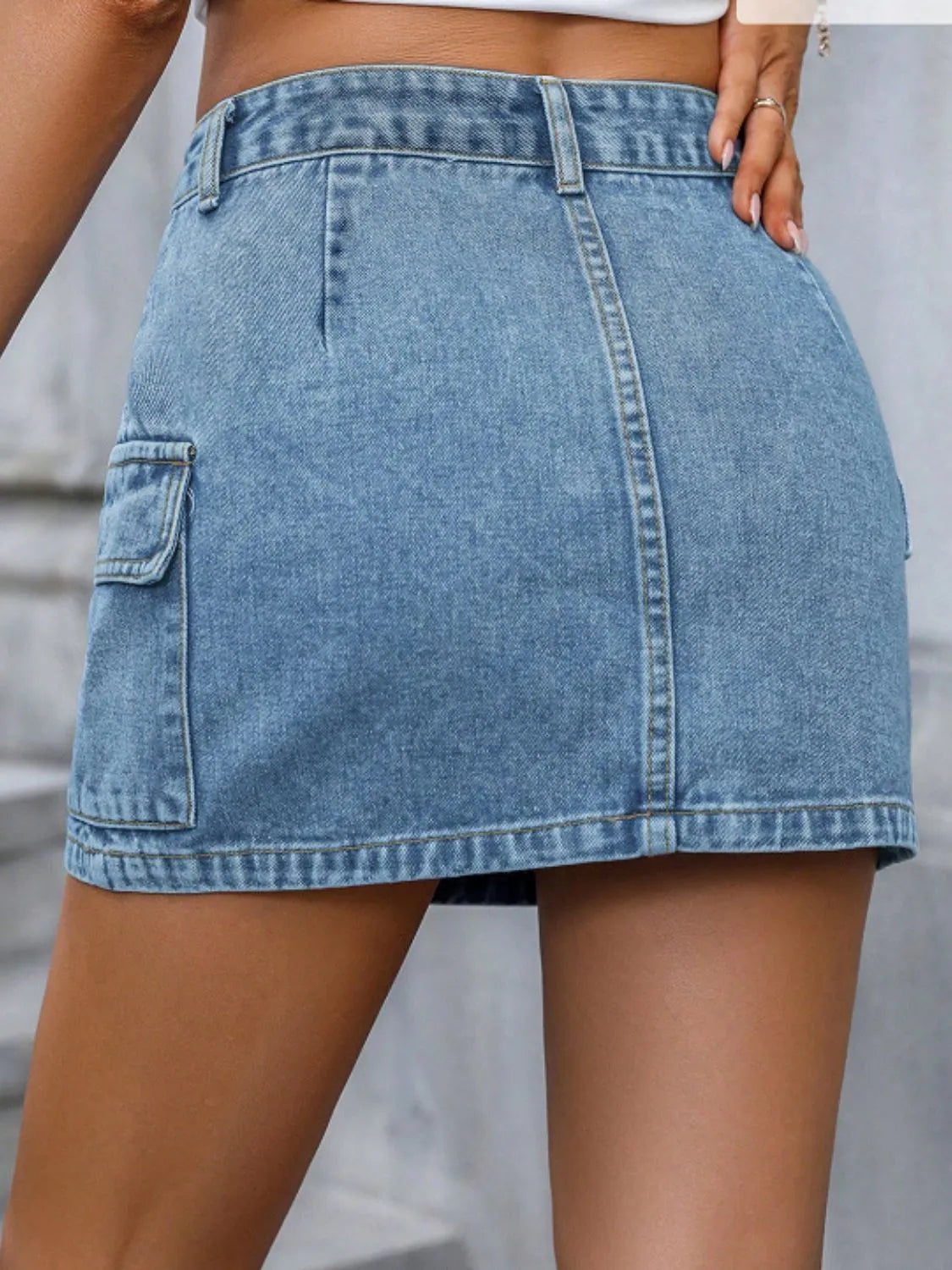 Pocketed Denim Mini Skirt — view 2