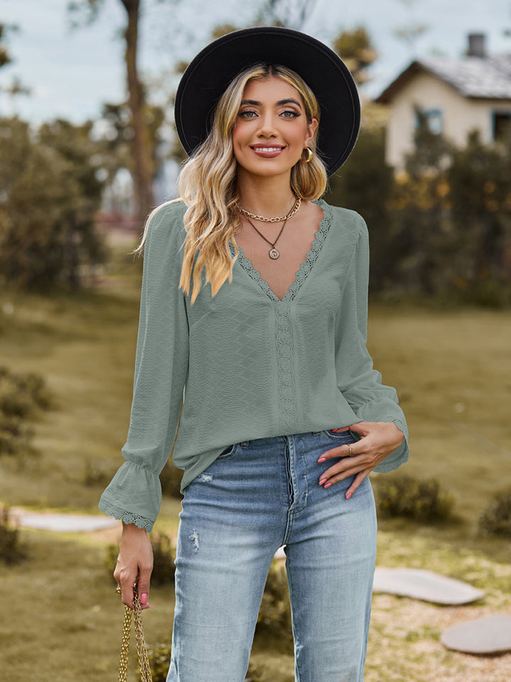 V-Neck Flounce Blouse — view 16