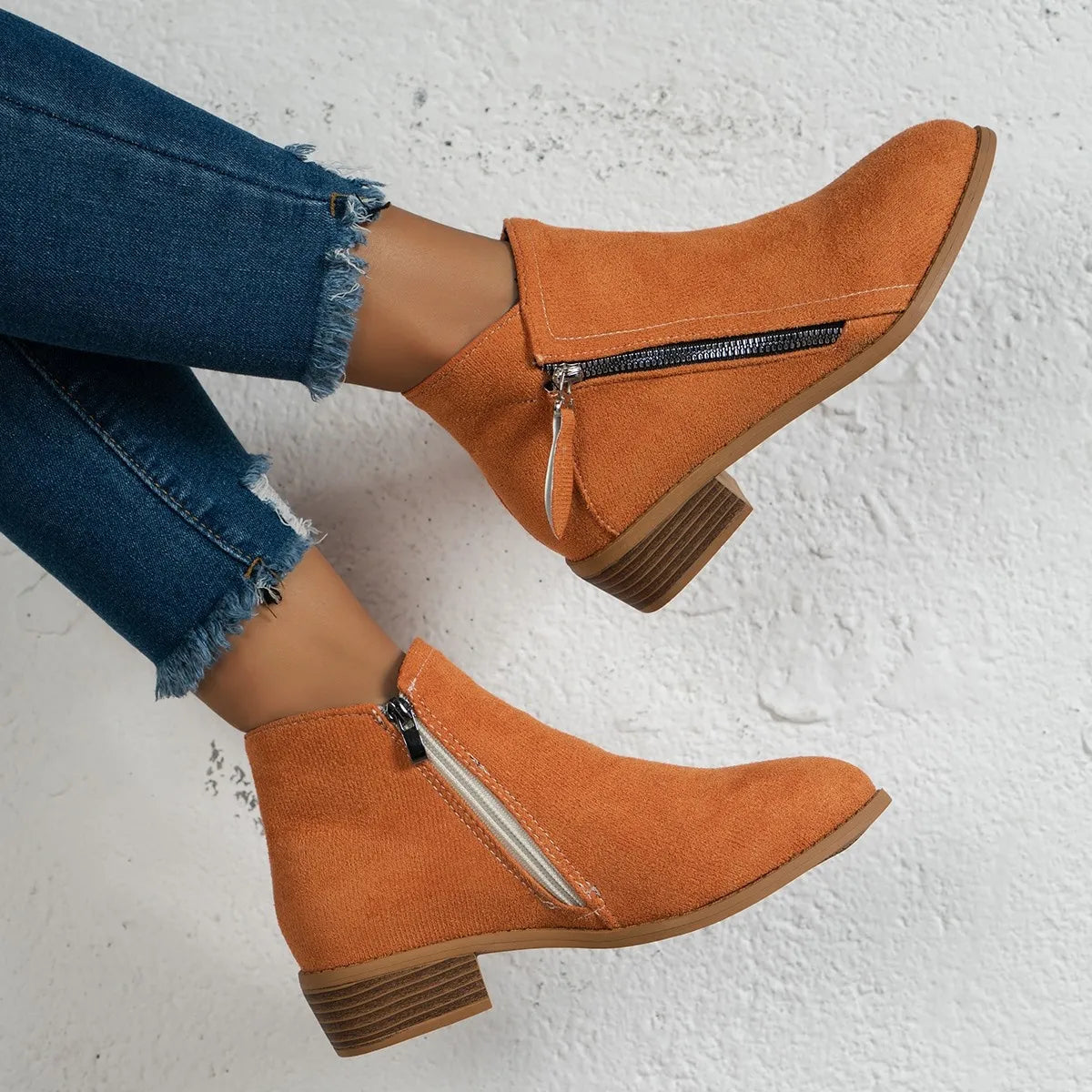 Side Zip Ankle Boots with Block Heel — view 14