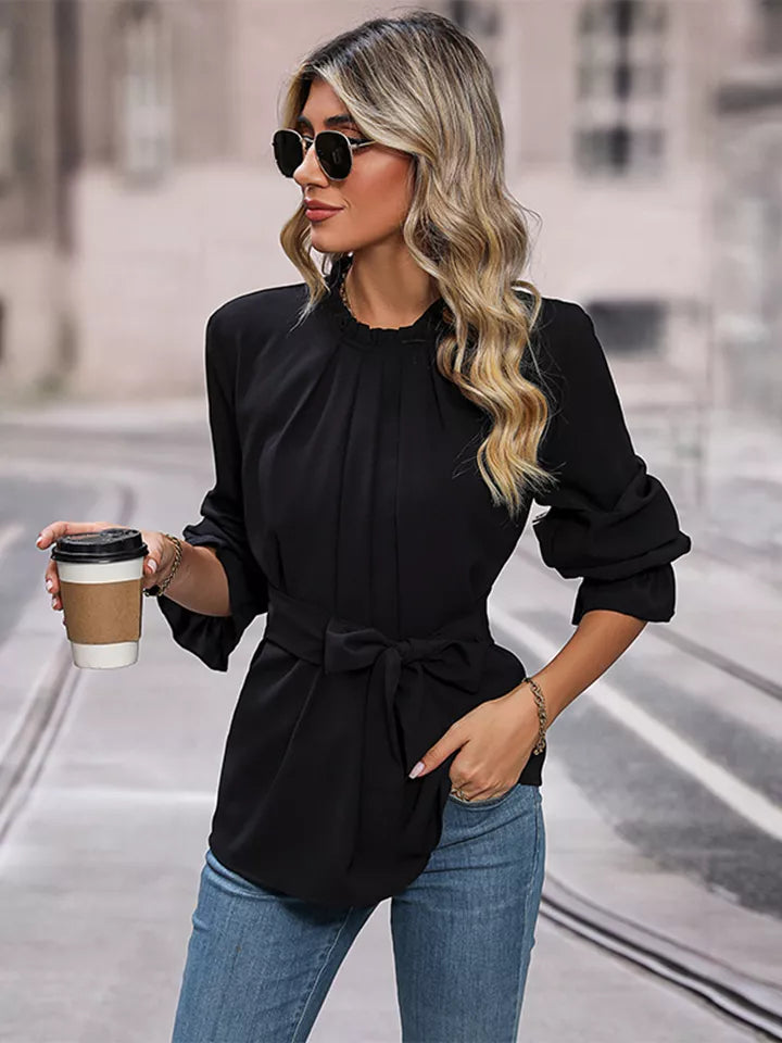 Tie Waist Long Sleeve Blouse — view 4