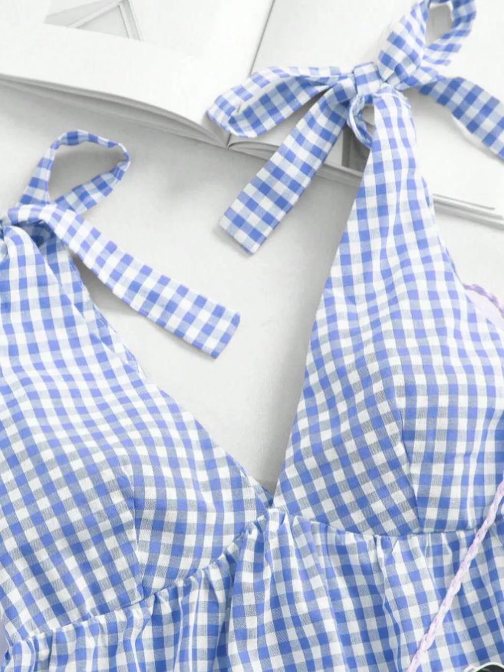 Gingham Ruffle Mini Dress — view 8