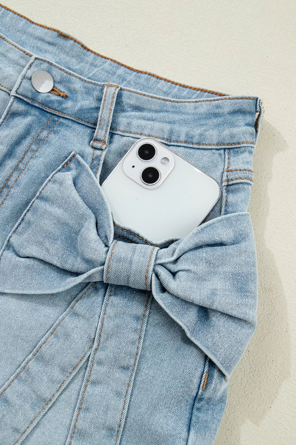 Bow Detail Denim Shorts — view 7