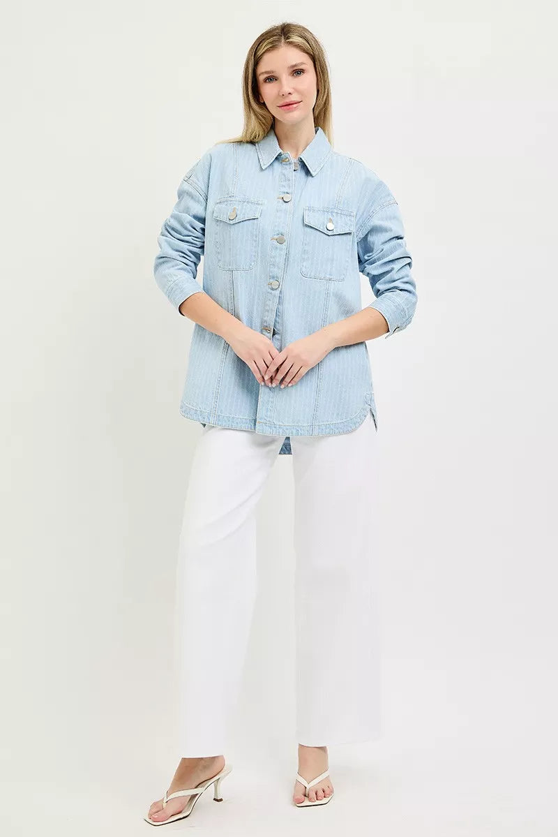 RISEN Stripe Denim Shaket — view 6