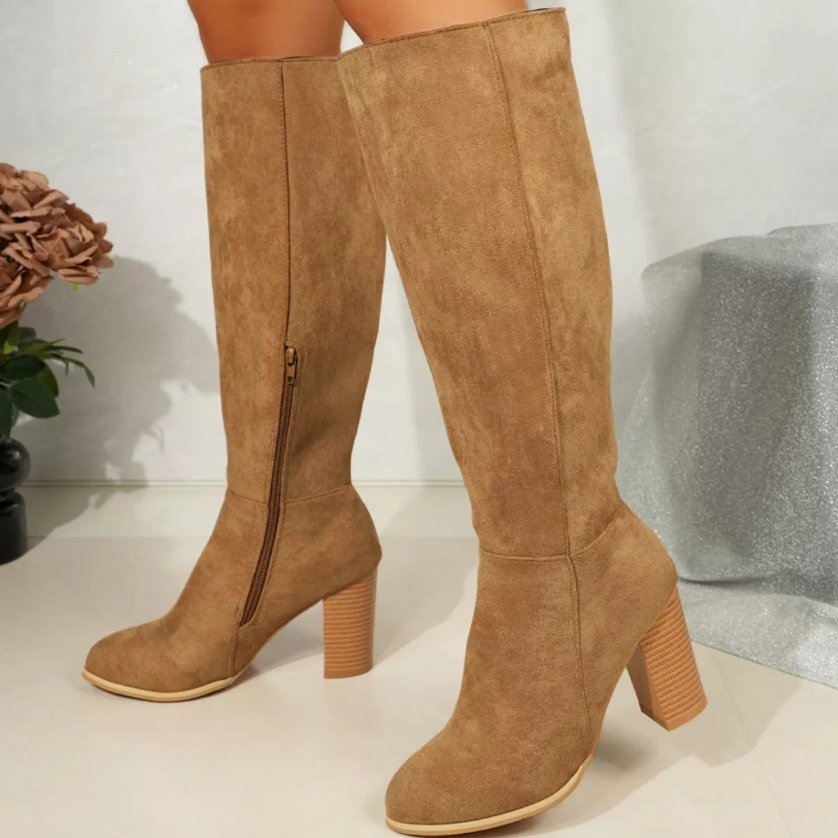 Point Toe Block Heels Boots — view 9
