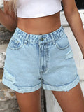 High-Waist Distressed Shorts