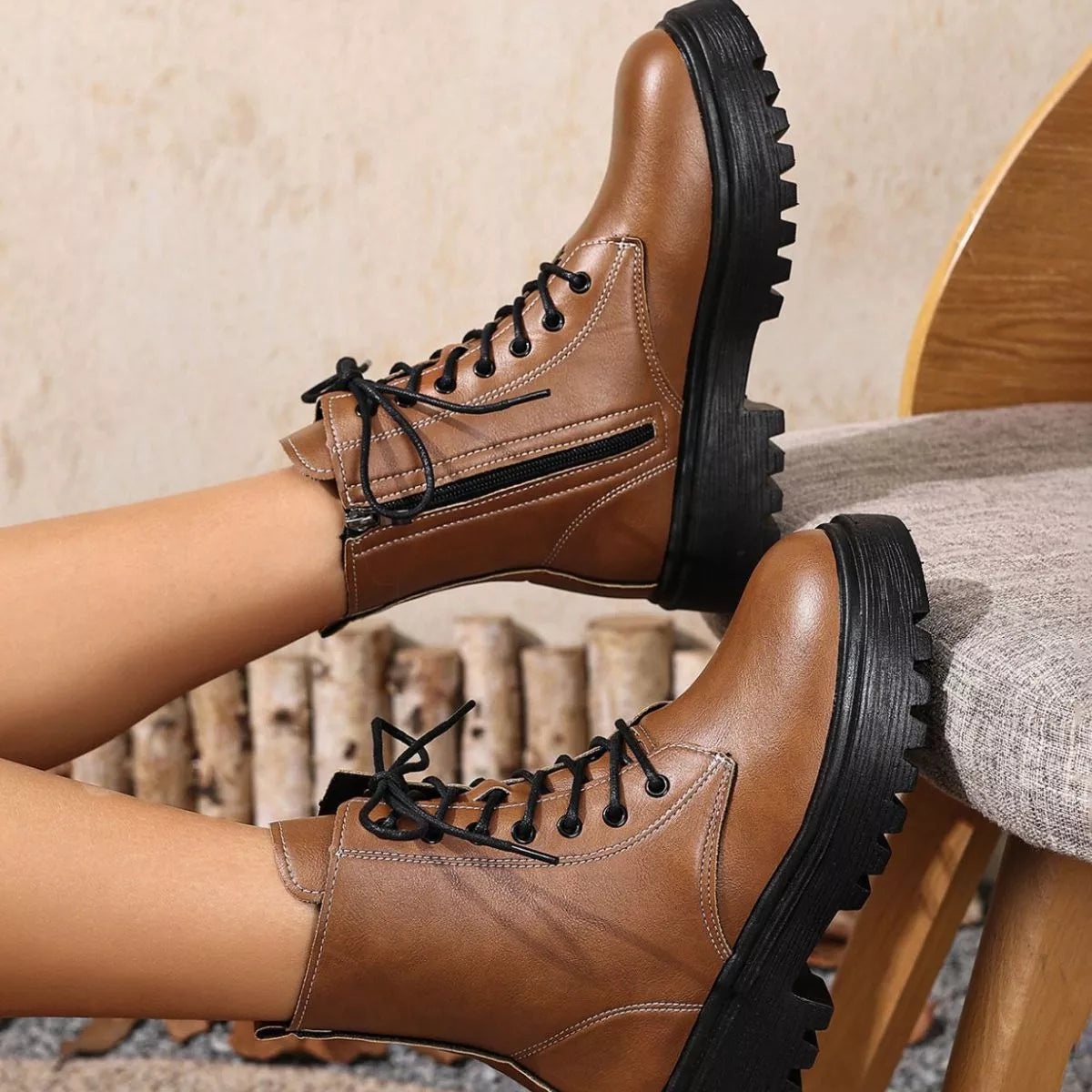 Round Toe Block Heels Boots — view 3