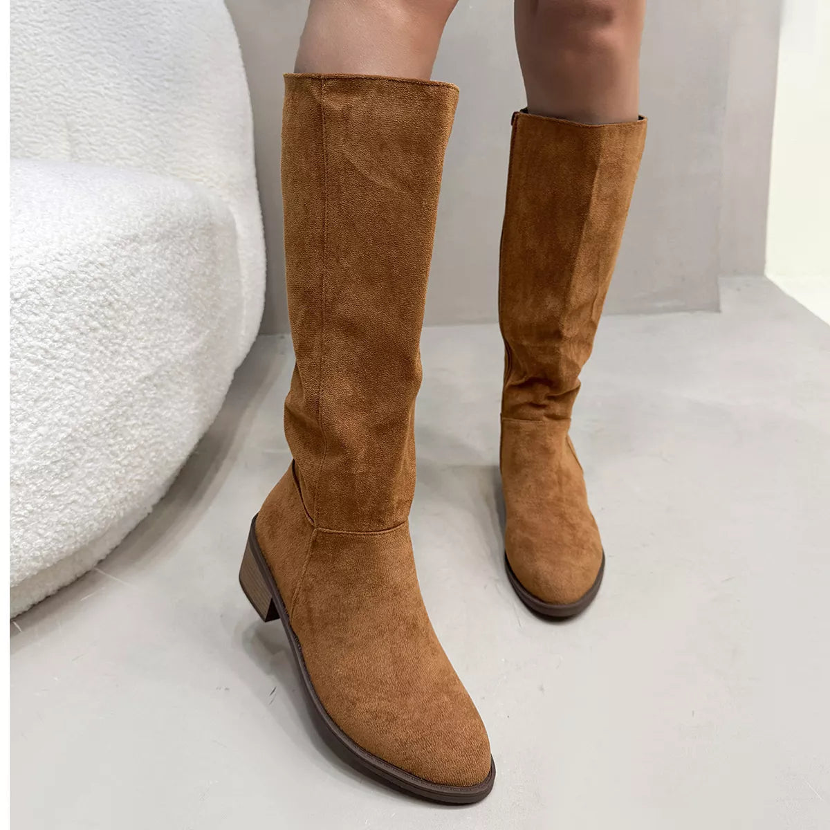 Round Toe Block Heels Boots — view 11