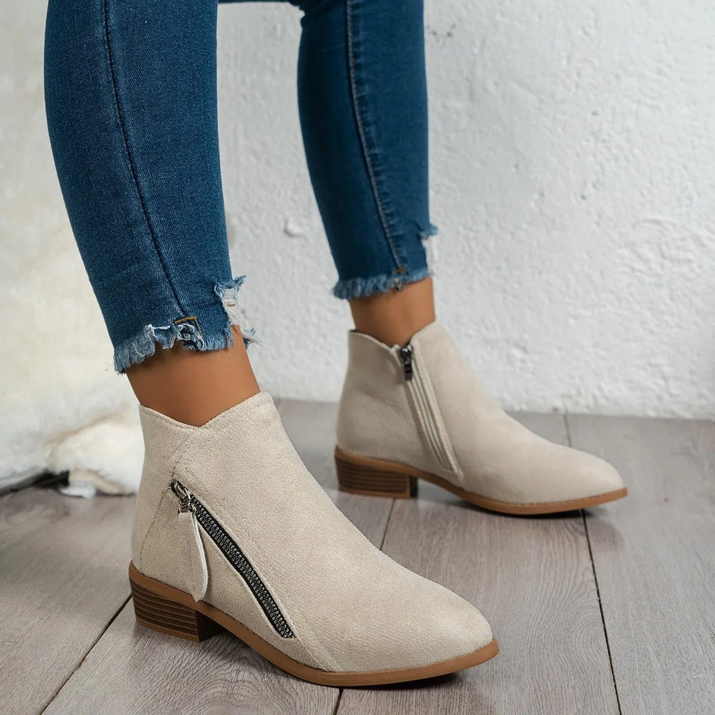 Side Zip Ankle Boots with Block Heel — view 11