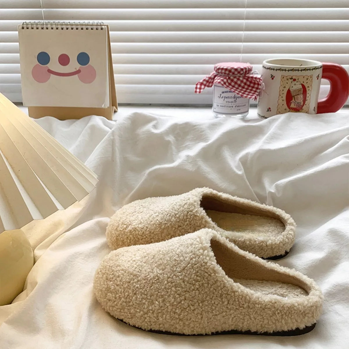 Round Toe Fuzzy Indoor Slippers — view 7