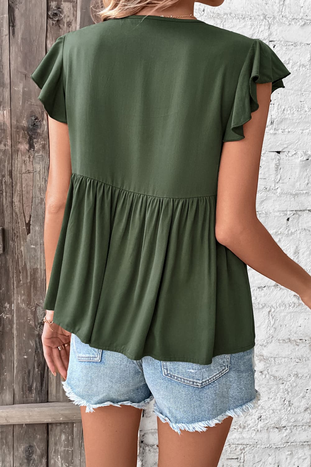 Tie Neck Babydoll Top — view 2