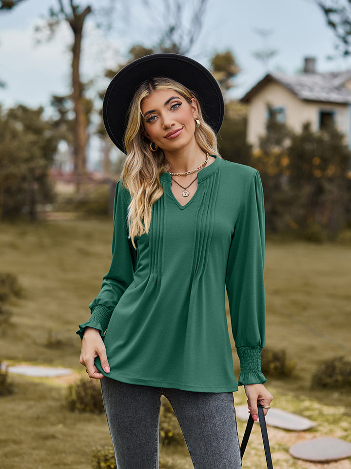 Notched Flounce Sleeve Blouse — view 13