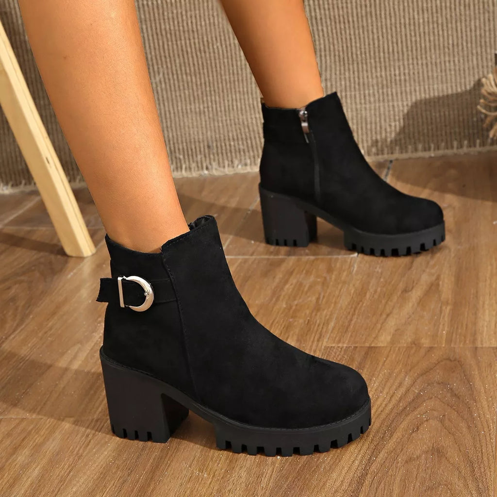 Round Toe Block Heels Boots — view 3