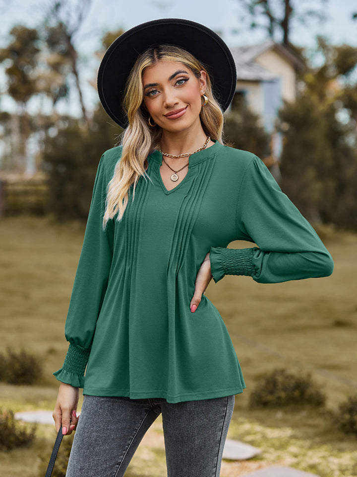 Notched Flounce Sleeve Blouse — view 14