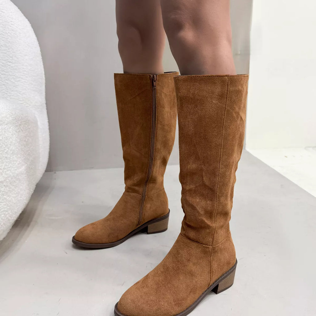 Round Toe Block Heels Boots — view 12