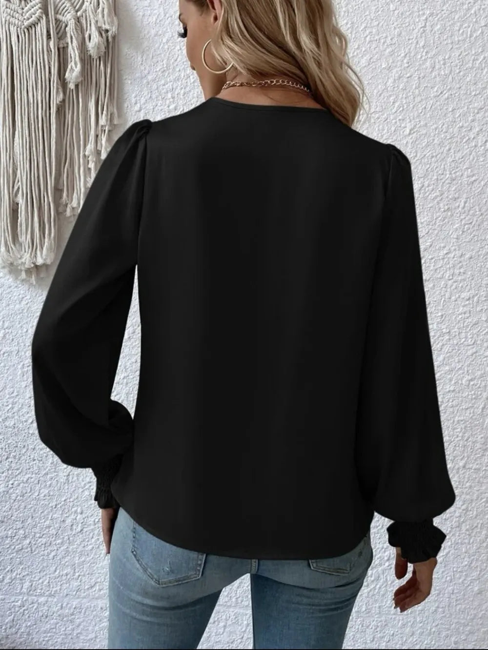 Surplice Lantern Sleeve Blouse — view 8