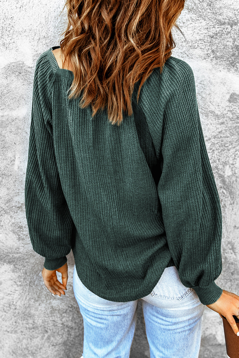 Waffle-Knit Square Neck Top — view 18