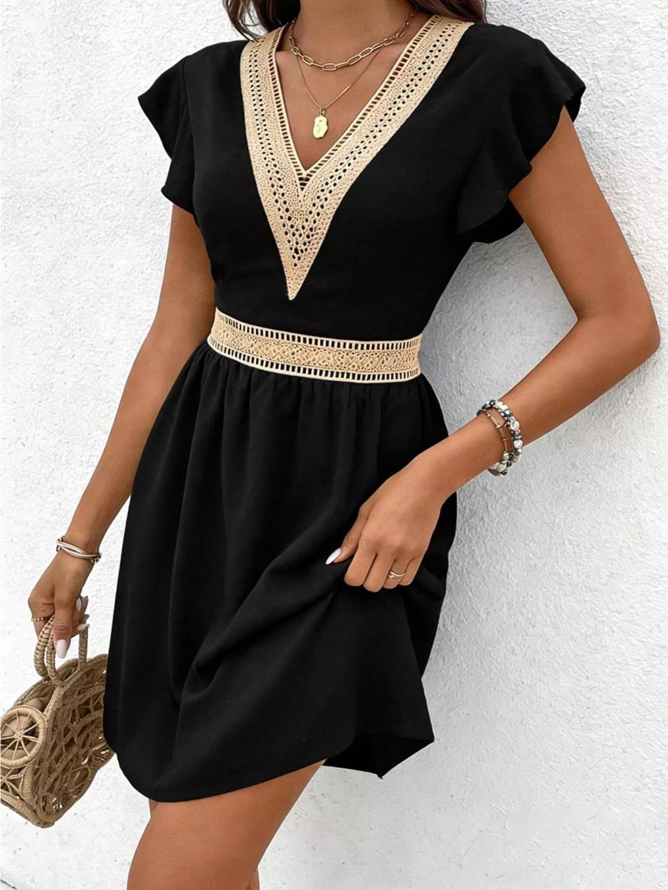 V-Neck Ruffle Mini Dress — view 18