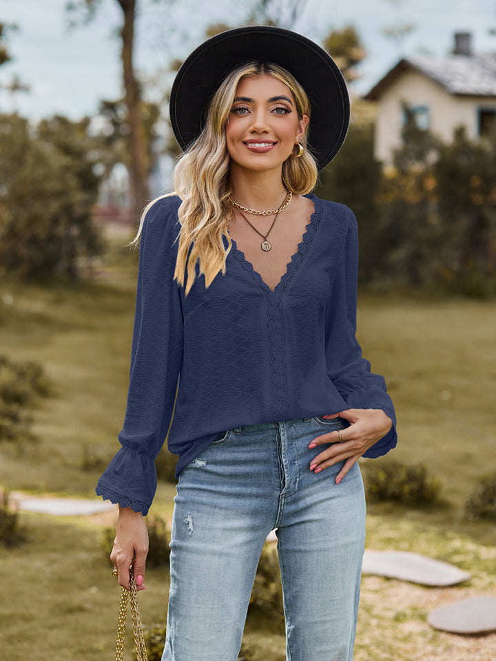 V-Neck Flounce Blouse — view 5