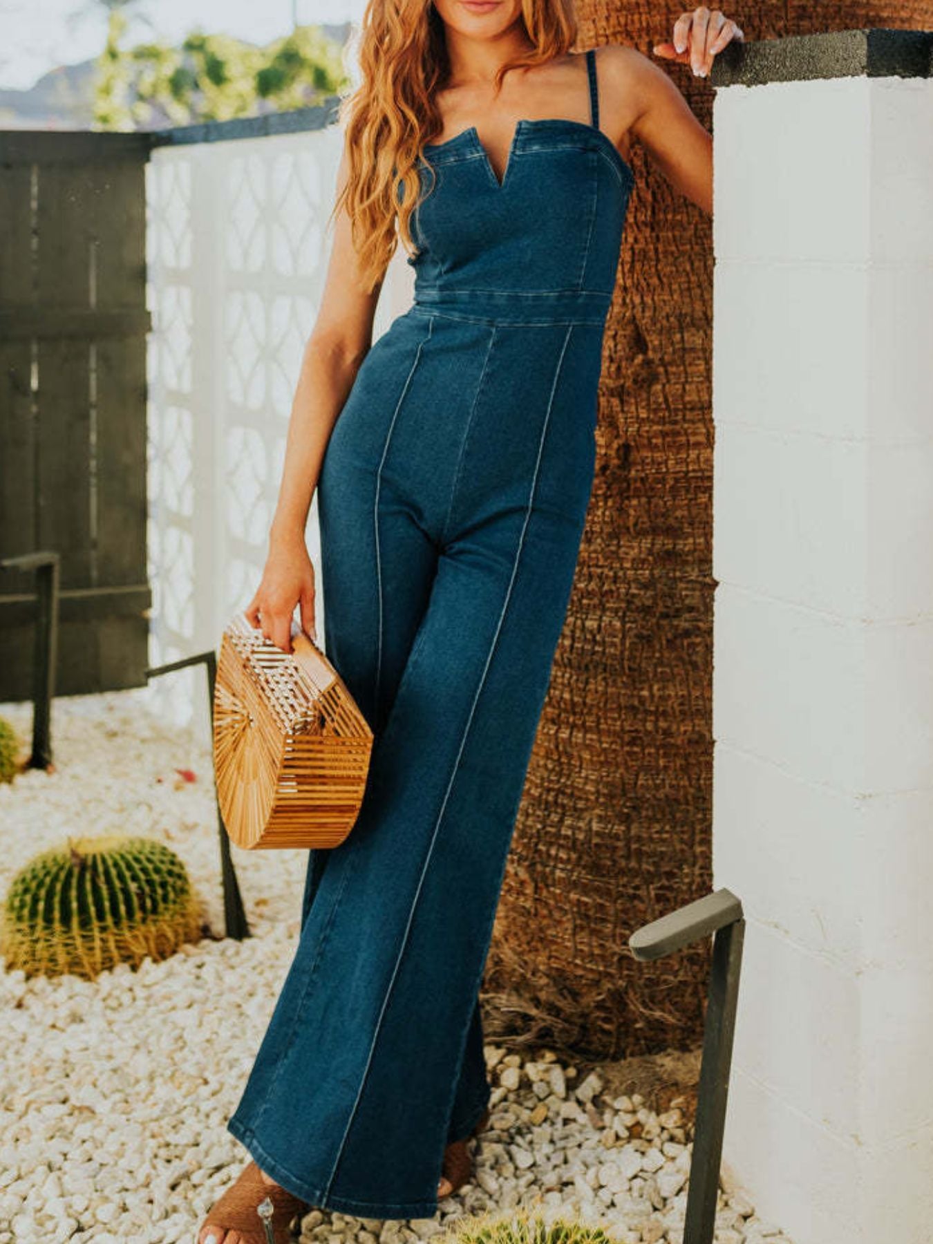 Spaghetti Strap Denim Jumpsuit — view 4