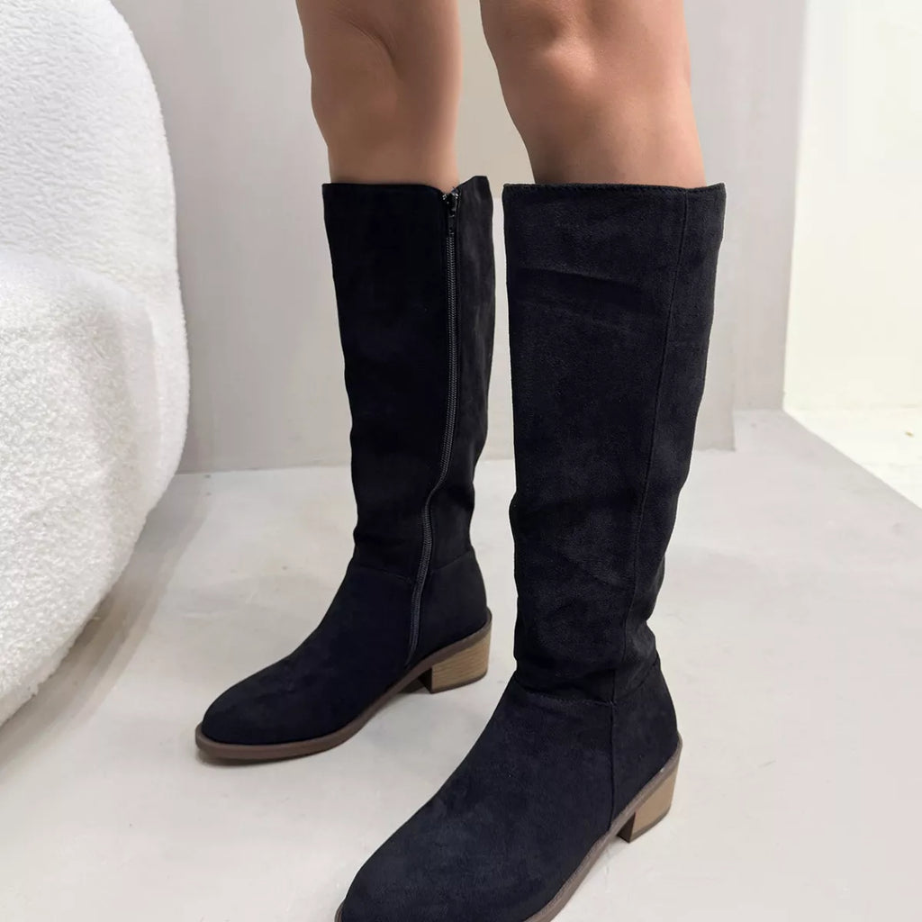 Round Toe Block Heels Boots — view 5