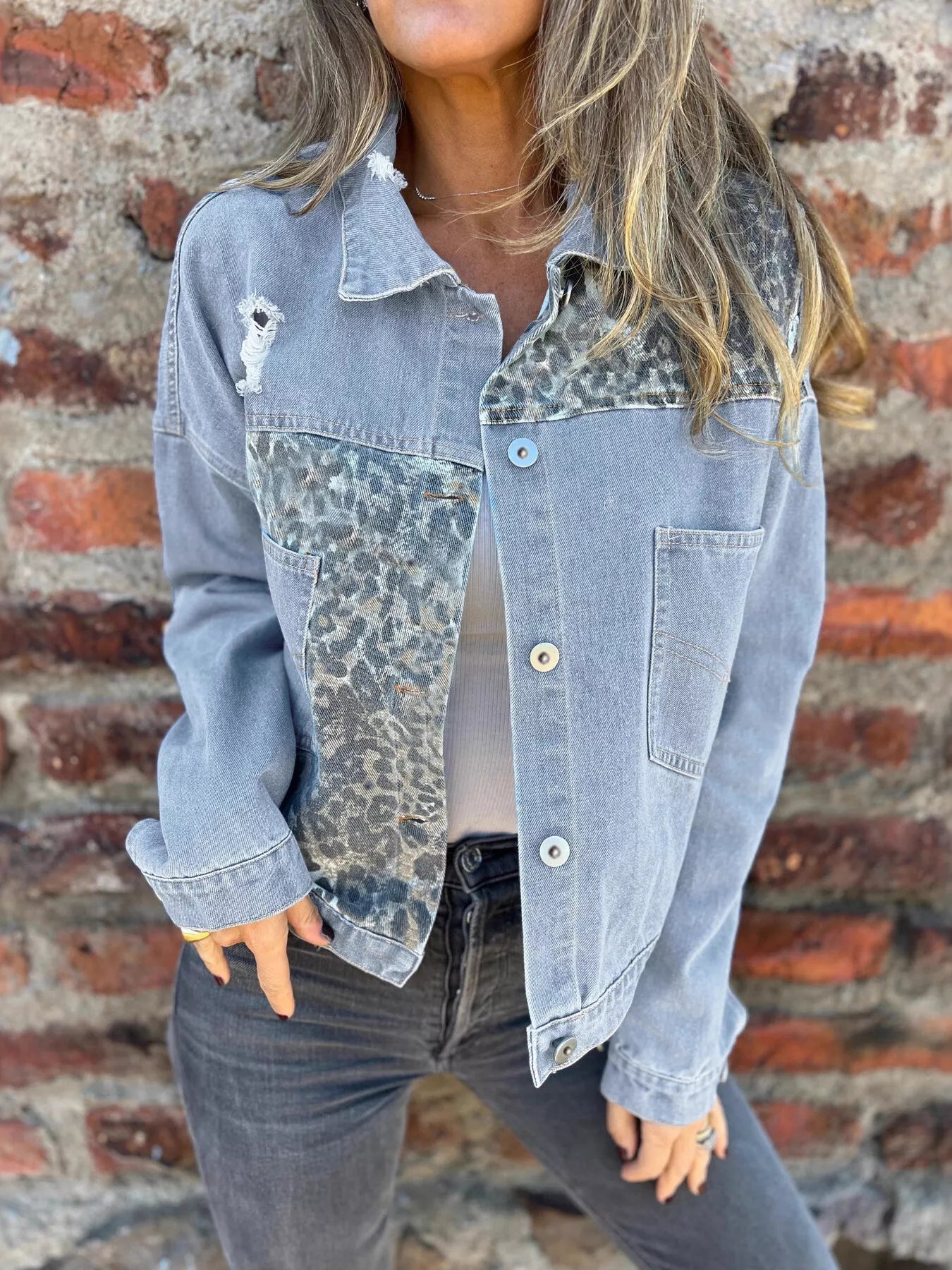 Leopard Denim Jacket — view 2