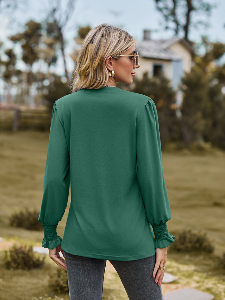 Notched Flounce Sleeve Blouse — view 15