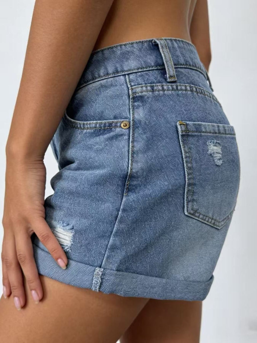 Ripped High-Waist Shorts — view 5