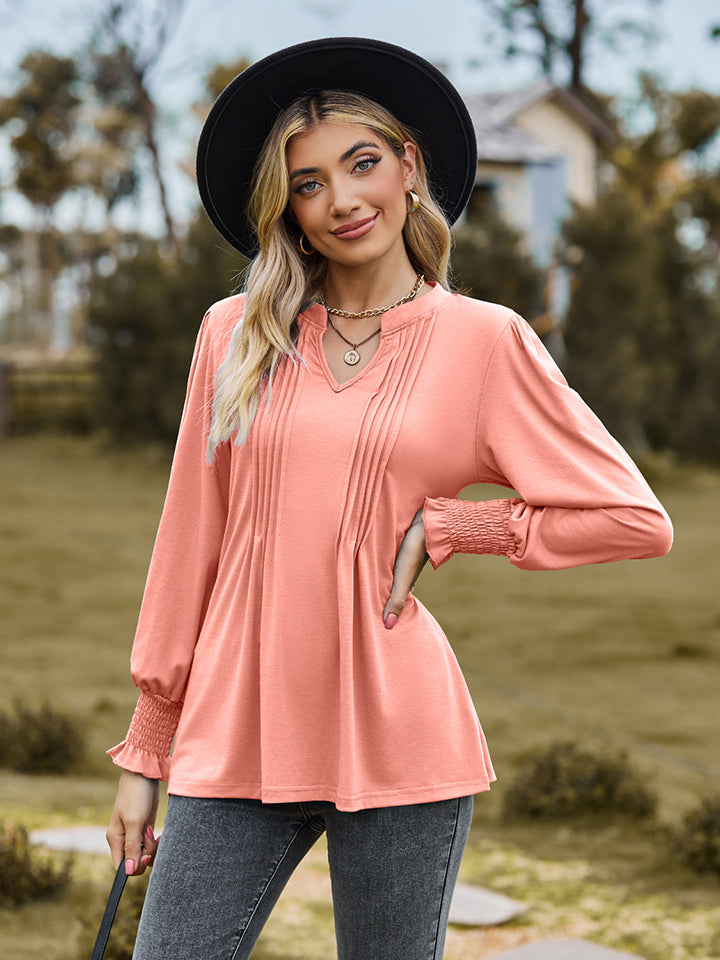 Notched Flounce Sleeve Blouse — view 8