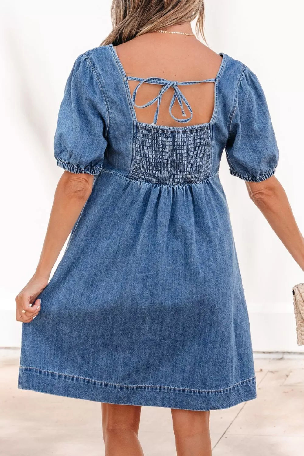 Puff Sleeve Denim Dress — view 2