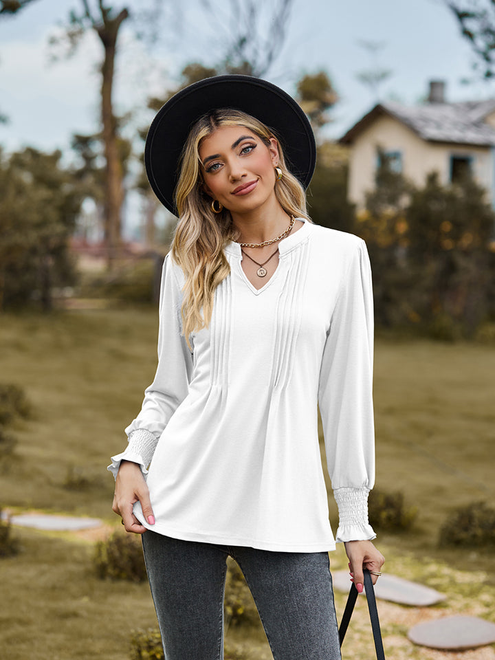 Notched Flounce Sleeve Blouse — view 4