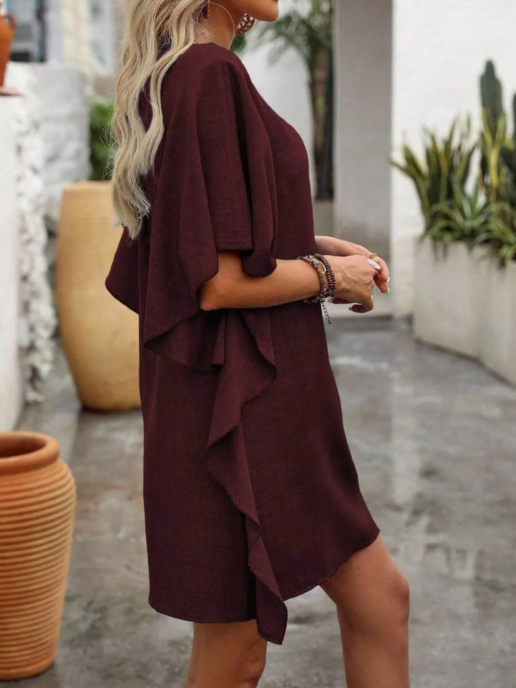 Flutter V-Neck Mini Dress — view 3
