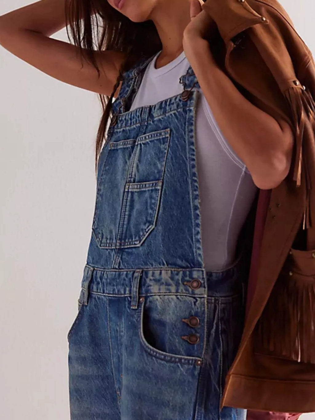 Wide Strap Denim Overalls — view 5