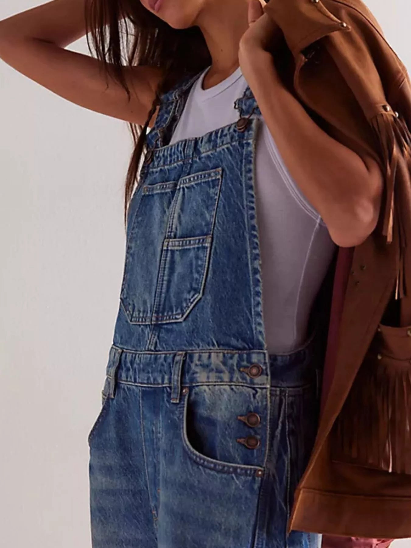 Wide Strap Denim Overalls — view 5