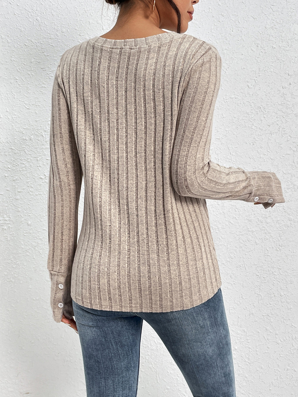 Lace V-Neck Ribbed Top — view 2