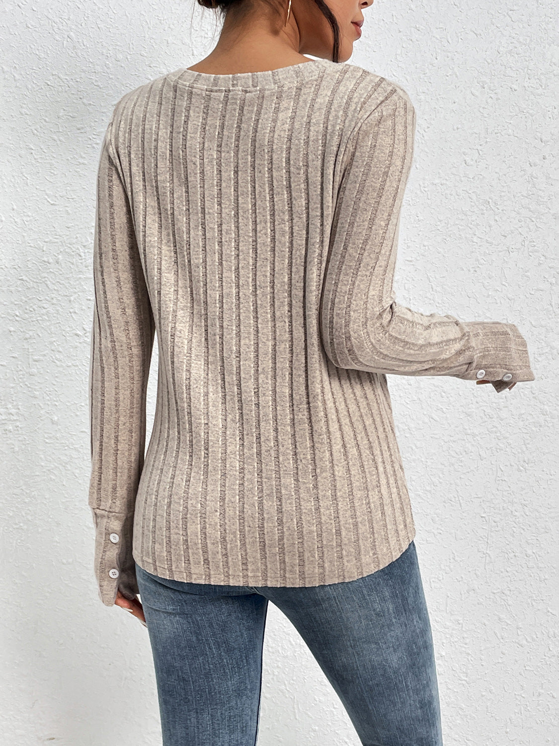 Lace V-Neck Ribbed Top — view 2